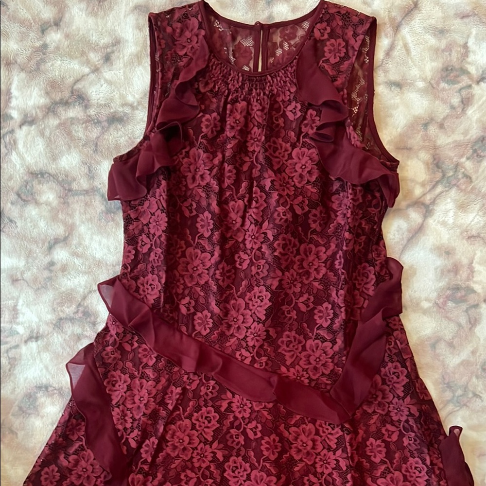 Sundance Burgundy Lace Dress - Picture 4 of 14